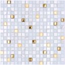 Mosaique de verre Pierre naturelle Rustique blanc or mat brillant - 92-640