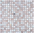 Mosaique de verre Pierre naturelle Resine Acier inoxydable Ornement rustique argent cream gris - 92-680