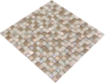 Mosaique Carre Mosaique de verre Pierre mix brun clair beige Mix translucide brillant