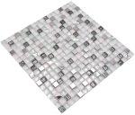 Mosaico cuadrado mosaico de vidrio mezcla de acero blanco mezcla de vidrio translucido acero inoxidable brillante