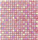 Mosaico cuadrado vidrio mosaico piedra acero mezcla rojo rosa oro mezcla translucido acero inoxidable brillante
