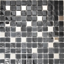 Glasmosaik Mosaikfliese Bordüre Anthrazit Silber blaustich - 88-0322