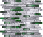 Mosaico compuesto de vidrio mosaico de piedra mezcla gris con verde mezcla translucida albanileria mirada brillante