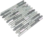 Mosaico compuesto vidrio mosaico acero mezcla transparente plata gris mezcla translucido acero inoxidable compuesto aspecto brillante