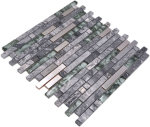Mosaico di vetro pietra naturale tondini di marmo mosaico di acciaio inox grigio antracite argento alzatina da parete WC - 87-MV778 - Kopie