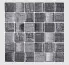 Mosaique Carre Mosaique de verre Petrified Forest black translucide aspect floral noir brillant