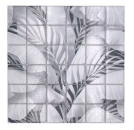 Mosaique carree Mosaique de verre Rain Forest grey translucide aspect floral gris brillant