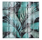 Mosaique Carre Mosaique de verre Rain Forest mix green black translucide aspect floral vertn noir brillant