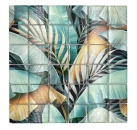 Mosaique Carre Mosaique de verre Rain Forest mix green brown translucide aspect floral vertn brun brillant