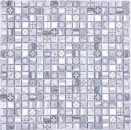 Mosaikfliese Glasmosaik Kombi Retro wood grau - 78-W09