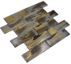 Glasmosaik Kombi Glasmosaik Mosaikfliese schwarz mit gold glänzend Wand Küche Bad Dusche - 1 Matte