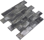 Glasmosaik Mosaikfliese schwarz mit silber glänzend Wand Küche Bad Dusche - 1 Matte
