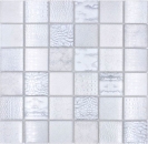 Mosaico Mosaico de vidrio cuadrado Wildlife blanco Translucido Wildlife look blanco brillante