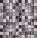 Glasmosaik Mosaikfliese schwarz glänzend Zebra Wand Küche Bad Dusche - 68-WL24