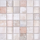 Glasmosaik Mosaikfliese KROKODIL Hellbeige Creme Braun Fliesenspiegel Wand - 78-W38