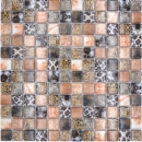 Mosaico Mosaico de vidrio cuadrado Wildlife marron Translucido Wildlife look marron brillante