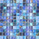 Mosaico Mosaico de vidrio cuadrado Wildlife azul Translucido Wildlife look azul brillante