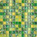 Mosaico cuadrado de vidrio mosaico vida silvestre verde translucido mirada verde brillante