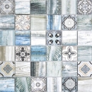 Mosaique imitation bois translucide Crystal bleu clair brillant - 10 feuilles de mosaique