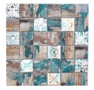 Mosaico quadrato in vetro mix beige petrolio traslucido opaco