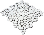 Mosaico guijarro uni blanco brillante ceramica aspecto guijarro