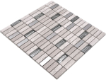 Mosaikfliesen Natursteinmosaik Stäbchen Edelstahl grauweiß silber beige Stäbchen
