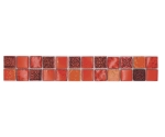 Mosaik Borde Bordüre Glasmosaik Resin mix rot Struktur