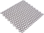 Mosaik Knopfmosaik Kuechenrueckwand uni weiss glaenzend Keramik Rundoptik